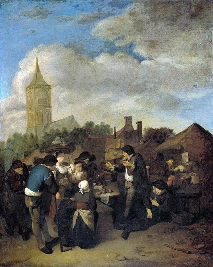 Cornelis Bega Village Market with the Quack - Hand Painted Oil Painting