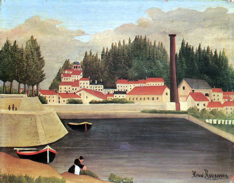 Henri Rousseau Village near a Factory - Hand Painted Oil Painting