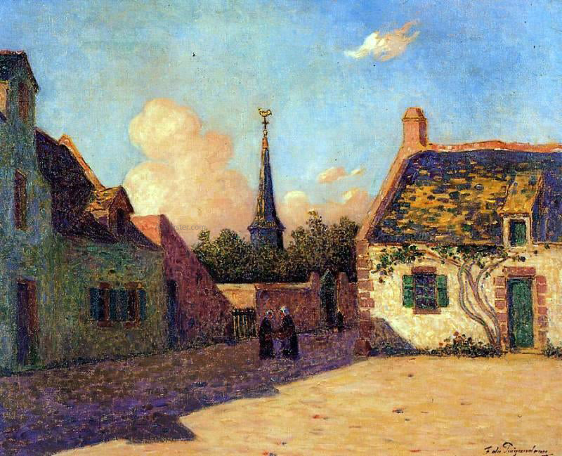Ferdinand Du Puigaudeau Village Plaza - Hand Painted Oil Painting