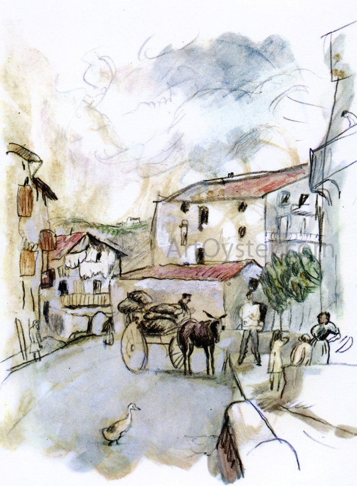 Jules Pascin Village Scene - Hand Painted Oil Painting