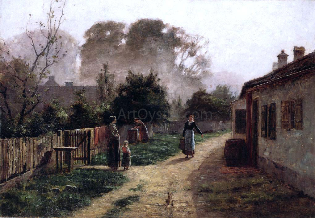 Theodore Clement Steele Village Scene - Hand Painted Oil Painting
