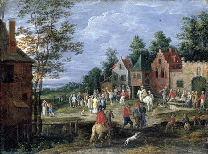 Pieter Gijsels Village Scene - Hand Painted Oil Painting
