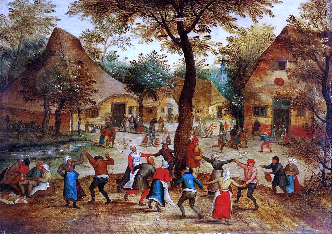 The Younger Pieter Bruegel Village Scene with Dance around the May Pole - Hand Painted Oil Painting
