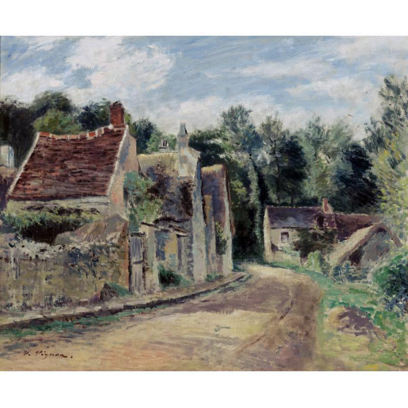 Victor Vignon Village Street - Hand Painted Oil Painting