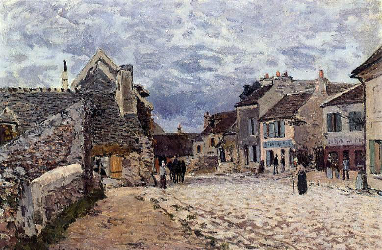 Alfred Sisley Village Street - Grey Weather - Hand Painted Oil Painting