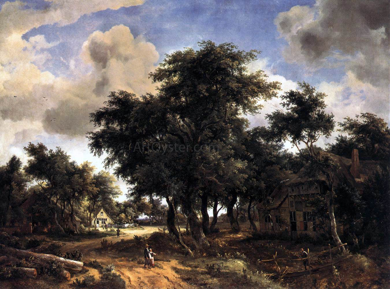 Meyndert Hobbema Village Street Under Trees - Hand Painted Oil Painting