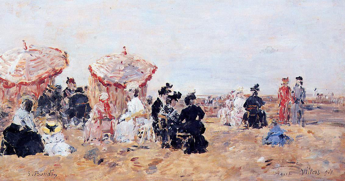 Eugene-Louis Boudin Villers, Beach Scene - Hand Painted Oil Painting