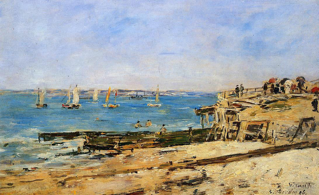 Eugene-Louis Boudin Villerville, the Shore - Hand Painted Oil Painting