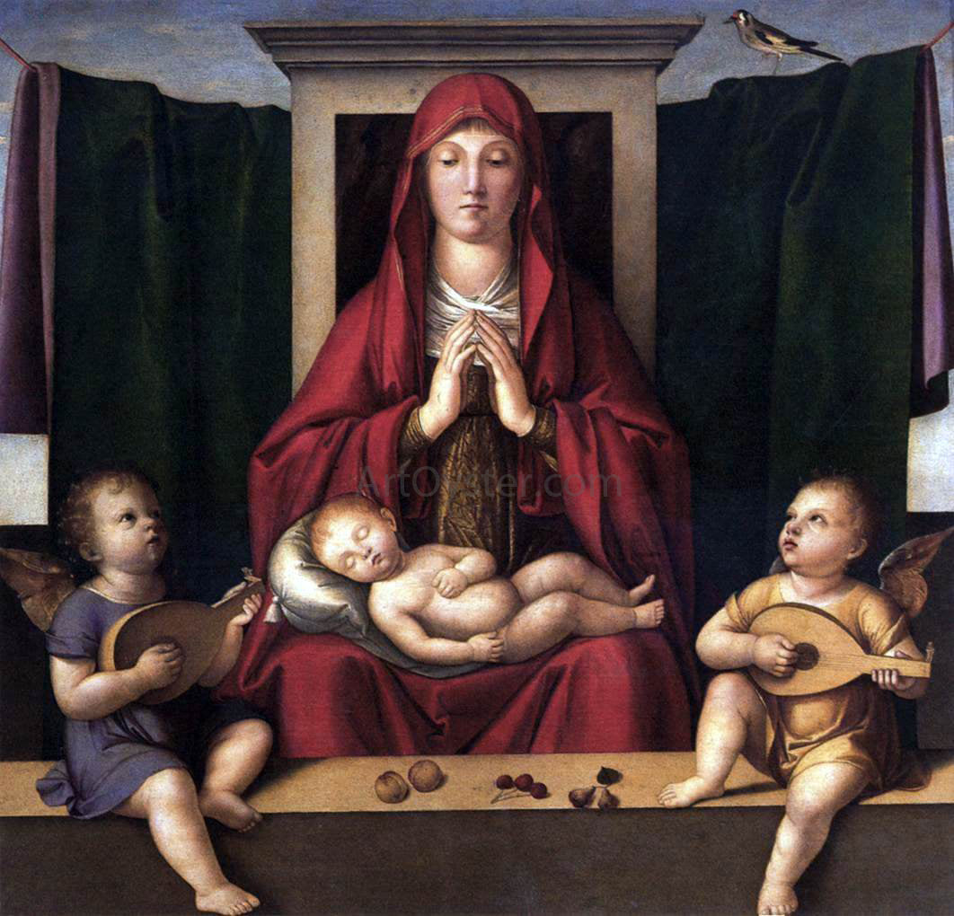 Alvise Vivarini Virgin Adoring the Sleeping Child - Hand Painted Oil Painting