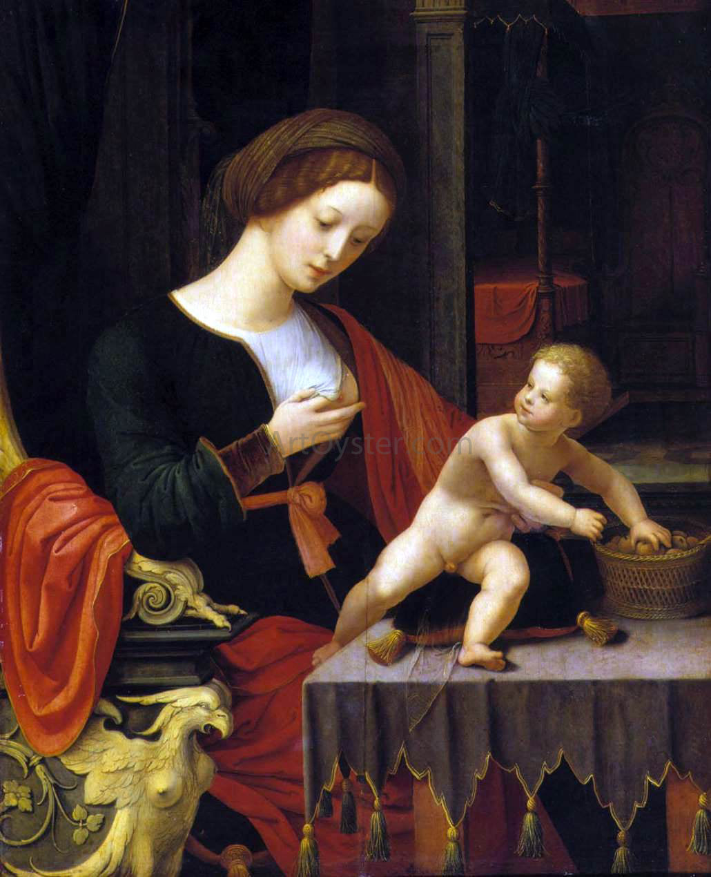 Master Female Half-Length Virgin and Child - Hand Painted Oil Painting