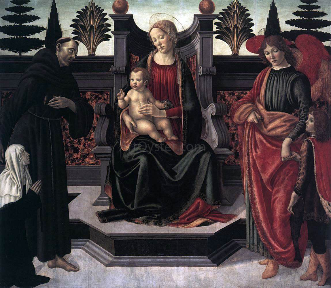 Francesco Botticini Virgin and Child Enthroned - Hand Painted Oil Painting