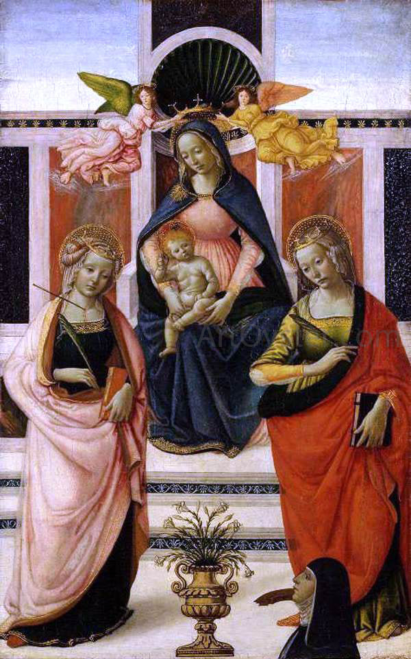  Davide Ghirlandaio Virgin and Child Enthroned between St Ursula and St Catherine - Hand Painted Oil Painting
