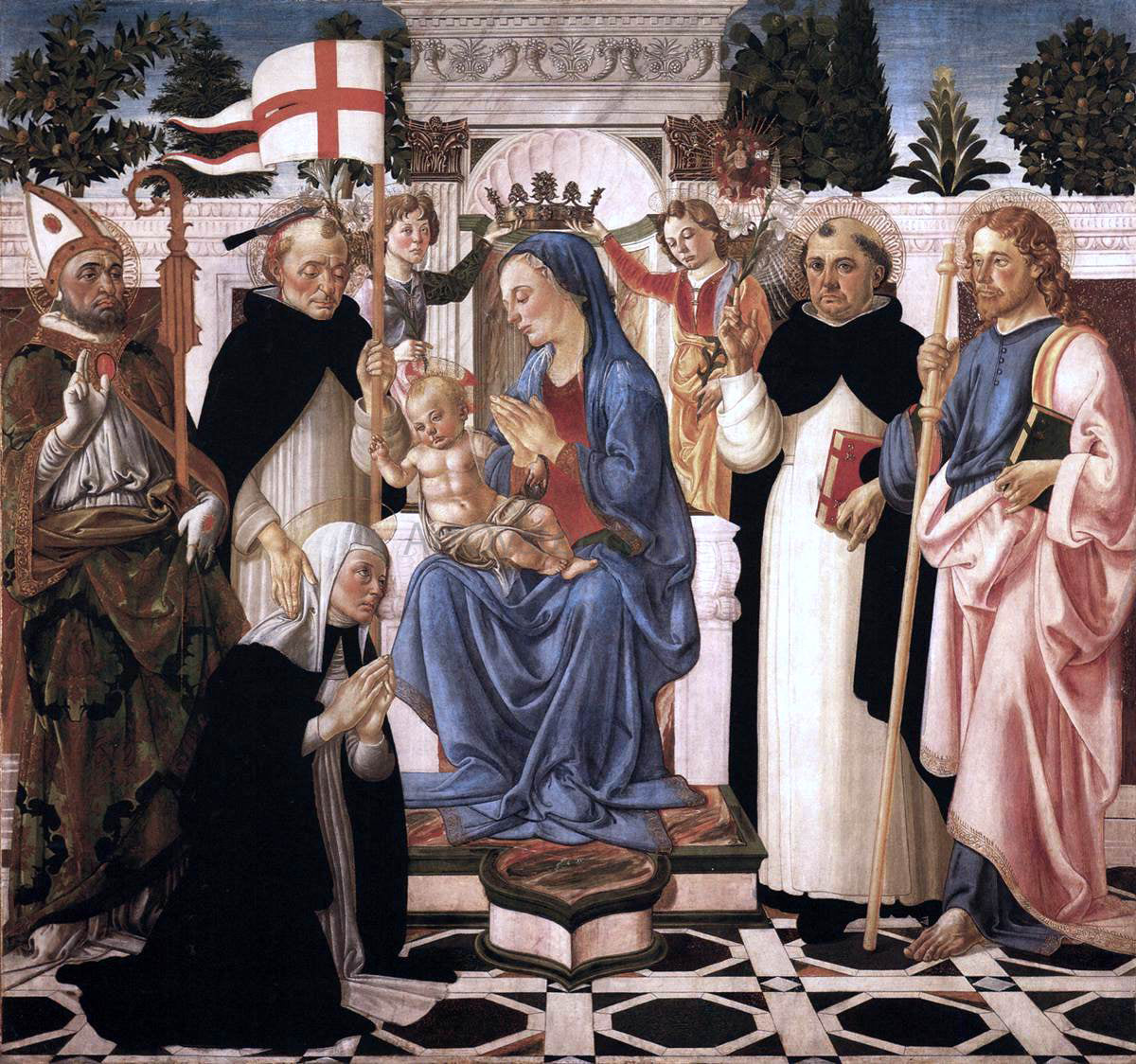 Biagio D'Antonio Virgin and Child Enthroned with Five Saints and Two Angels - Hand Painted Oil Painting