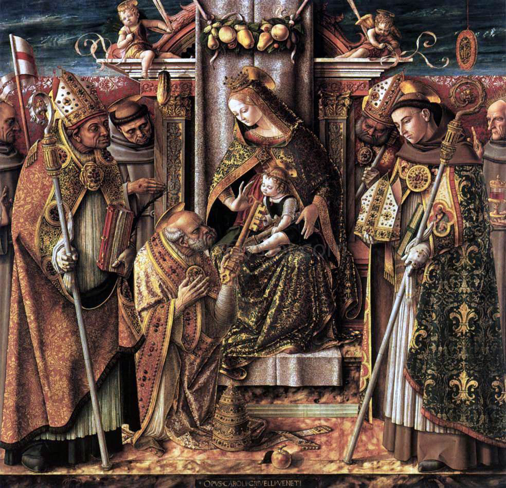 Carlo Crivelli Virgin and Child Enthroned with Saints - Hand Painted Oil Painting