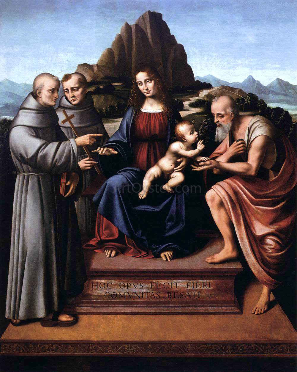 Marco D'Oggiono Virgin and Child Enthroned with Saints - Hand Painted Oil Painting