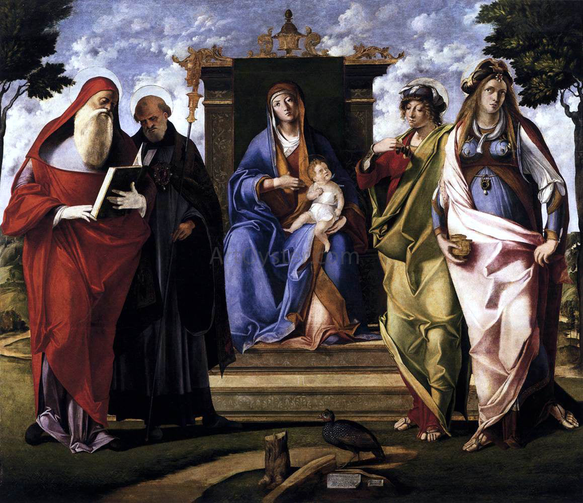 Benedetto Diana Virgin and Child Enthroned with Saints - Hand Painted Oil Painting