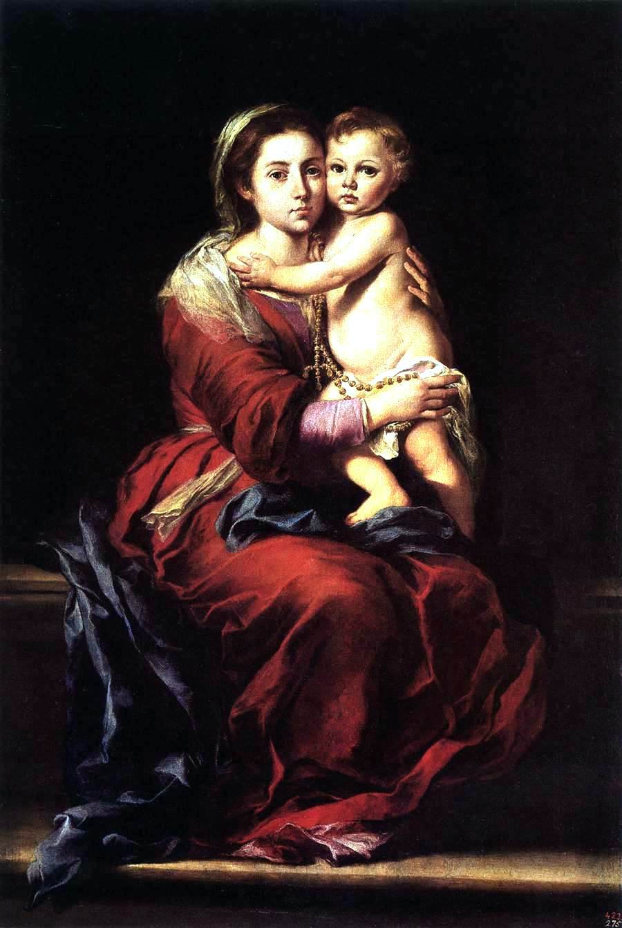 Bartolome Esteban Murillo Virgin and Child with a Rosary - Hand Painted Oil Painting