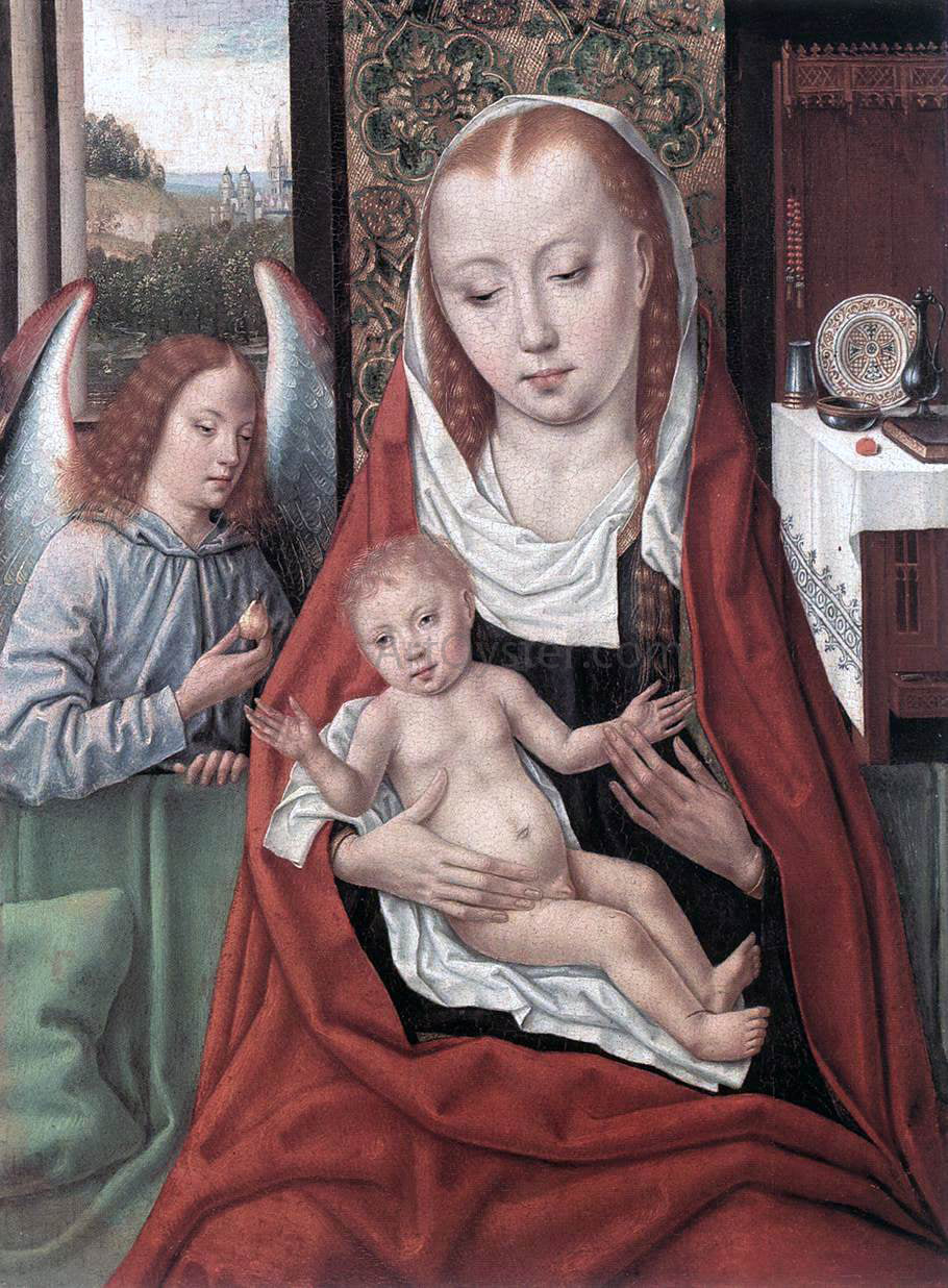 Master of the Legend of St. Ursula Virgin and Child with an Angel - Hand Painted Oil Painting