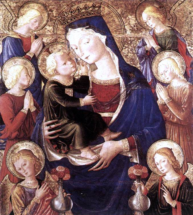 Bartolomeo Caporali Virgin and Child with Angels - Hand Painted Oil Painting