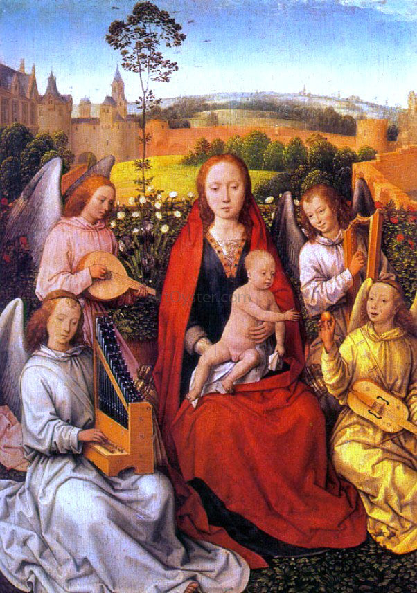 Hans Memling Virgin and Child with Musician Angels - Hand Painted Oil Painting