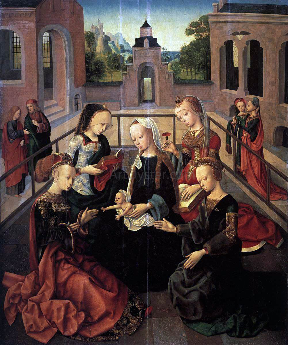 Master Inter Virgines Virgin and Child with Sts Catherine, Cecilia, Barbara, and Ursula - Hand Painted Oil Painting