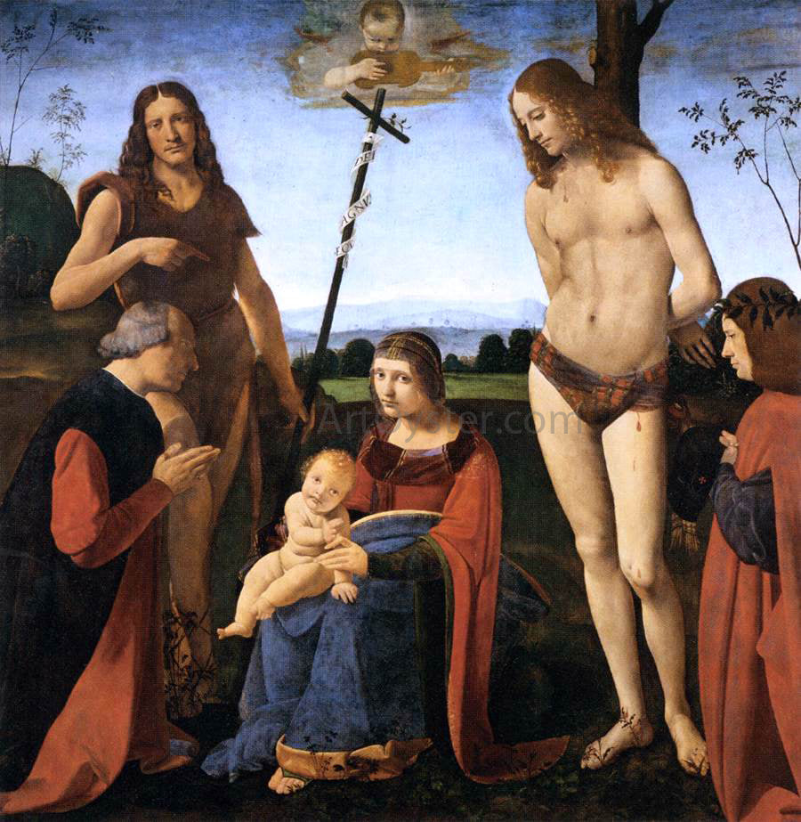  Giovanni Antonio Boltraffio Virgin and Child with Sts John the Baptist and Sebastian (Pala Casio) - Hand Painted Oil Painting