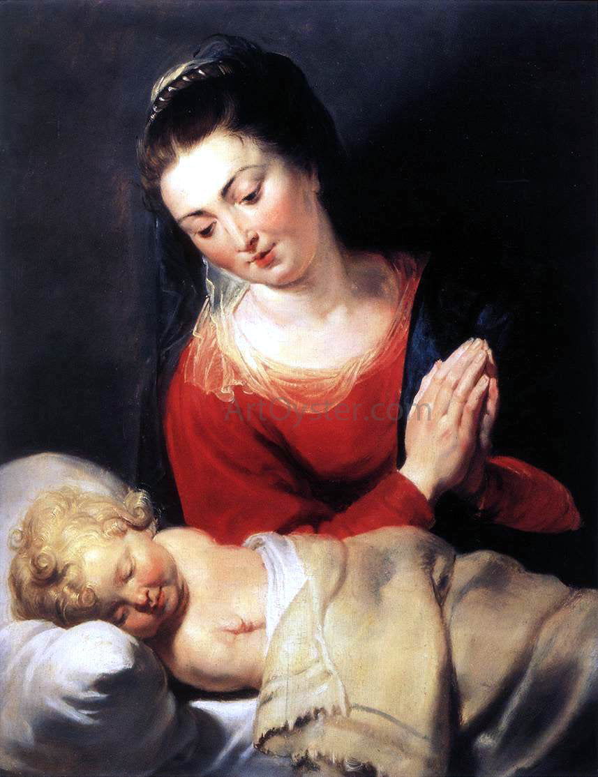 Peter Paul Rubens Virgin in Adoration Before the Christ Child - Hand Painted Oil Painting
