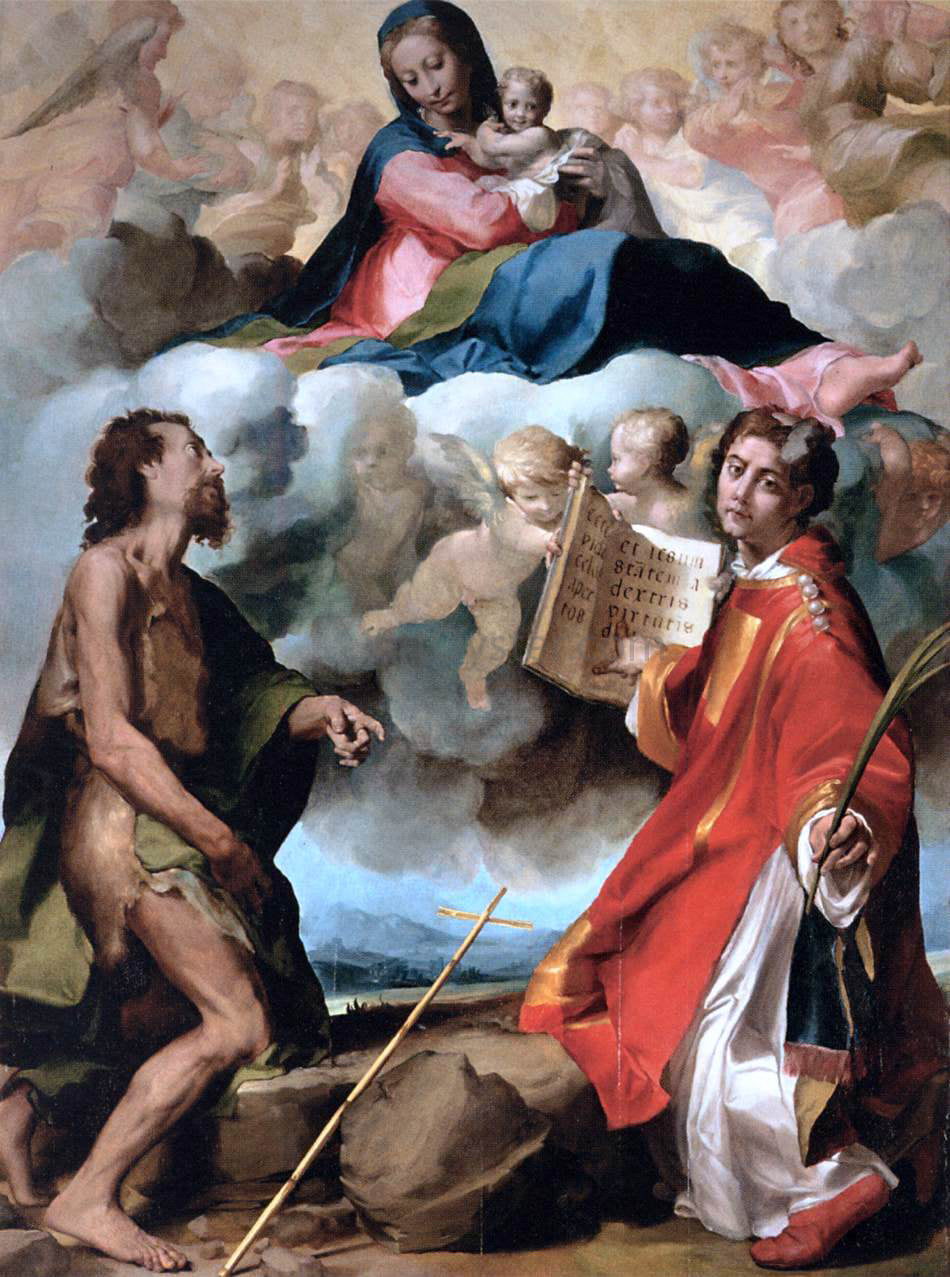 Michelangelo Anselmi Virgin in Glory Flanked by Sts John the Baptist and Stephen - Hand Painted Oil Painting