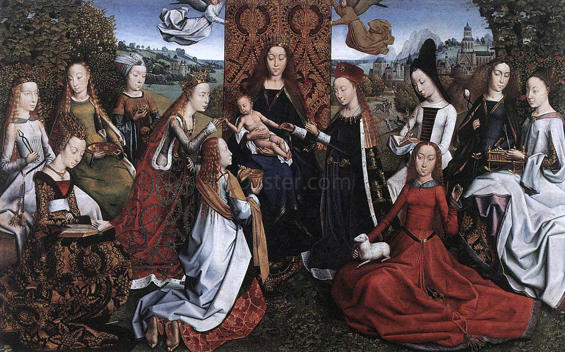 Master lucy Legend Virgin Surrounded by Female Saints - Hand Painted Oil Painting
