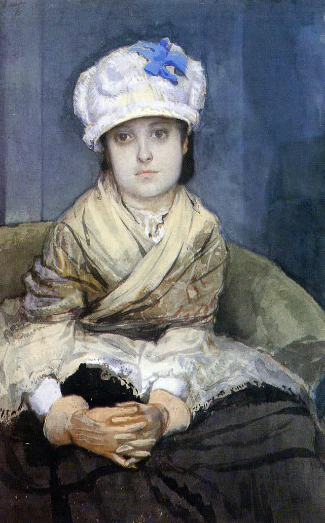 James Tissot Waiting - Hand Painted Oil Painting