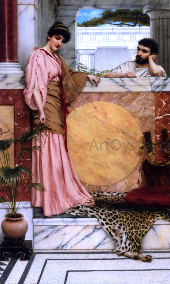 John William Godward Waiting for an Answer - Hand Painted Oil Painting