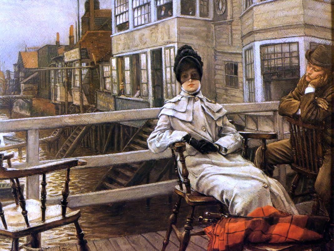 James Tissot Waiting for the Ferry - Hand Painted Oil Painting