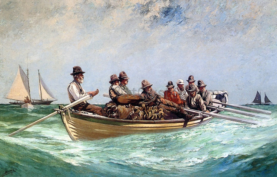 Milton J Burns Waiting for the Fish to School - Hand Painted Oil Painting