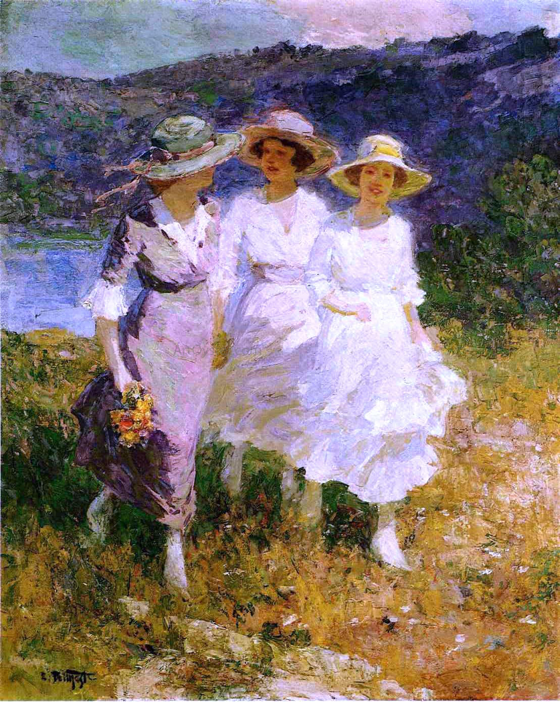Edward Potthast Walking in the Hills - Hand Painted Oil Painting