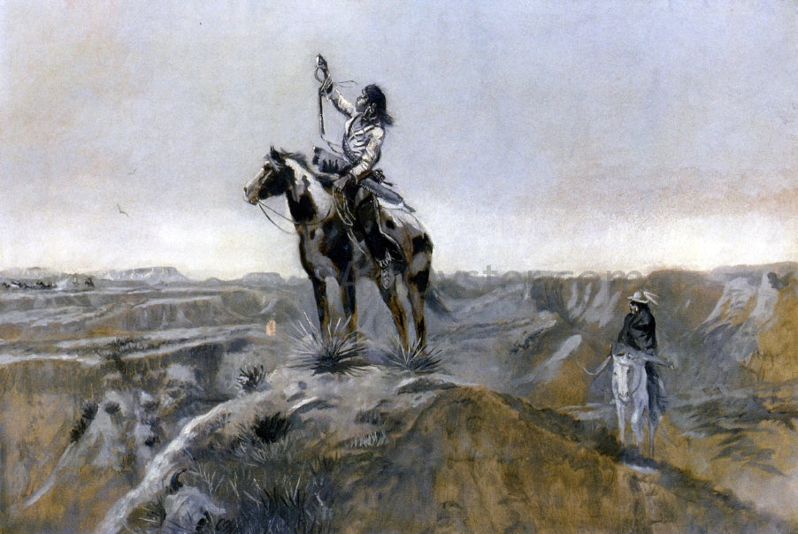 Charles Marion Russell WAR (also known as Indian Telegraphing) - Hand Painted Oil Painting