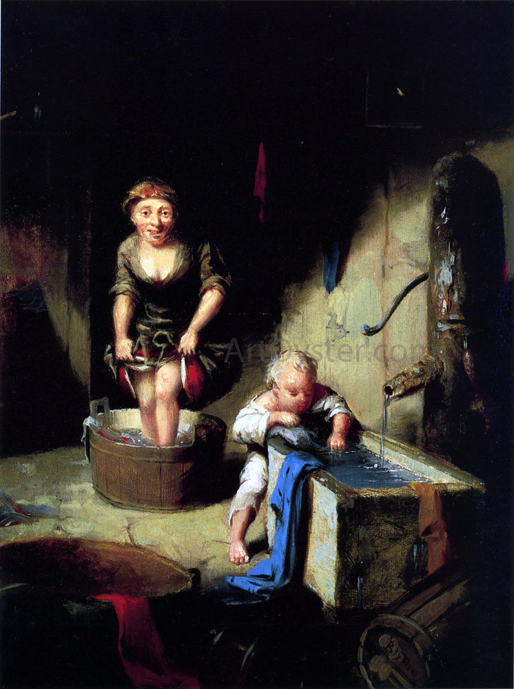 David Gilmore Blythe Wash Day - Hand Painted Oil Painting
