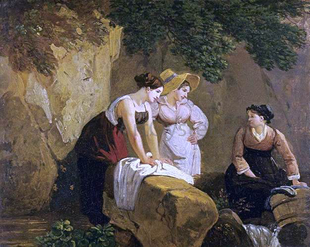 Adam-Wolfgang Topffer Washerwomen in a Grotto - Hand Painted Oil Painting