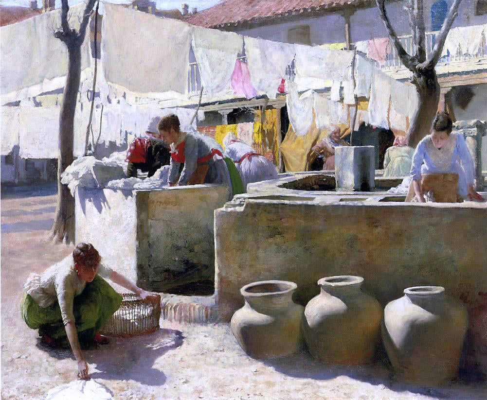 Charles Frederic Ulrich A Washerwoman, Seville - Hand Painted Oil Painting