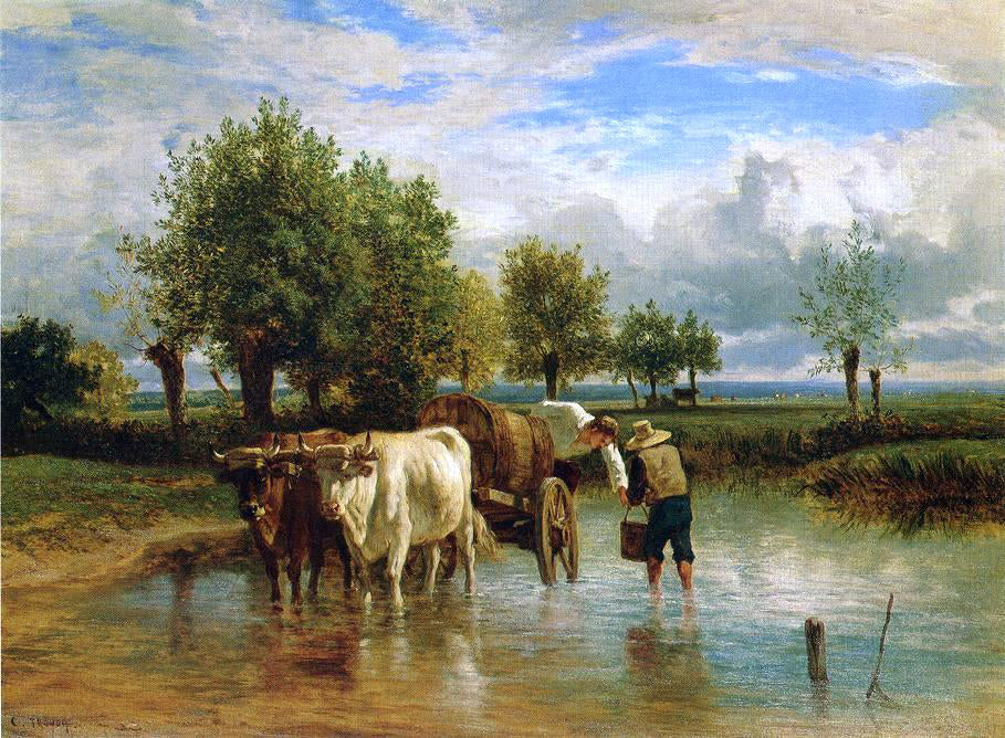 Constant Troyon Water Carriers - Hand Painted Oil Painting