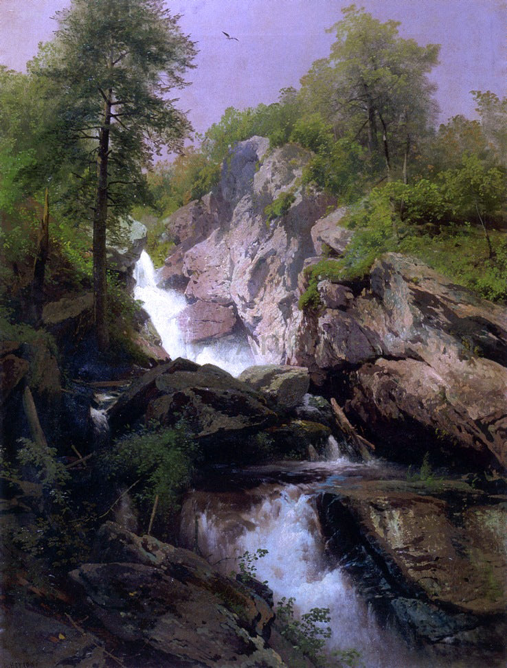 Herman Herzog Waterfall - Hand Painted Oil Painting