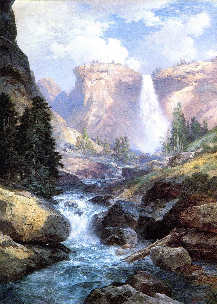 Thomas Moran Waterfall in Yosemite - Hand Painted Oil Painting