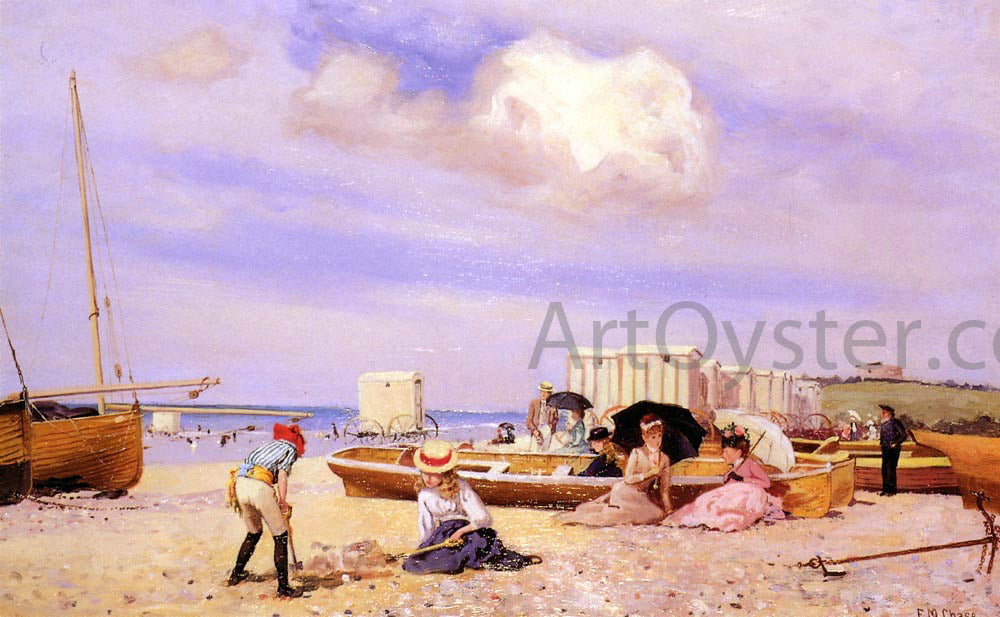 Frank M Chase Wear Bay Beach, Folkstone - Hand Painted Oil Painting