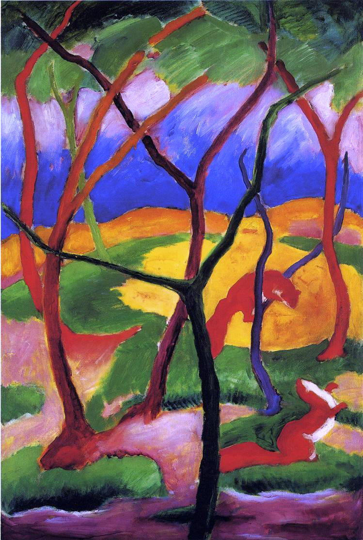 Franz Marc Weasels at Play - Hand Painted Oil Painting