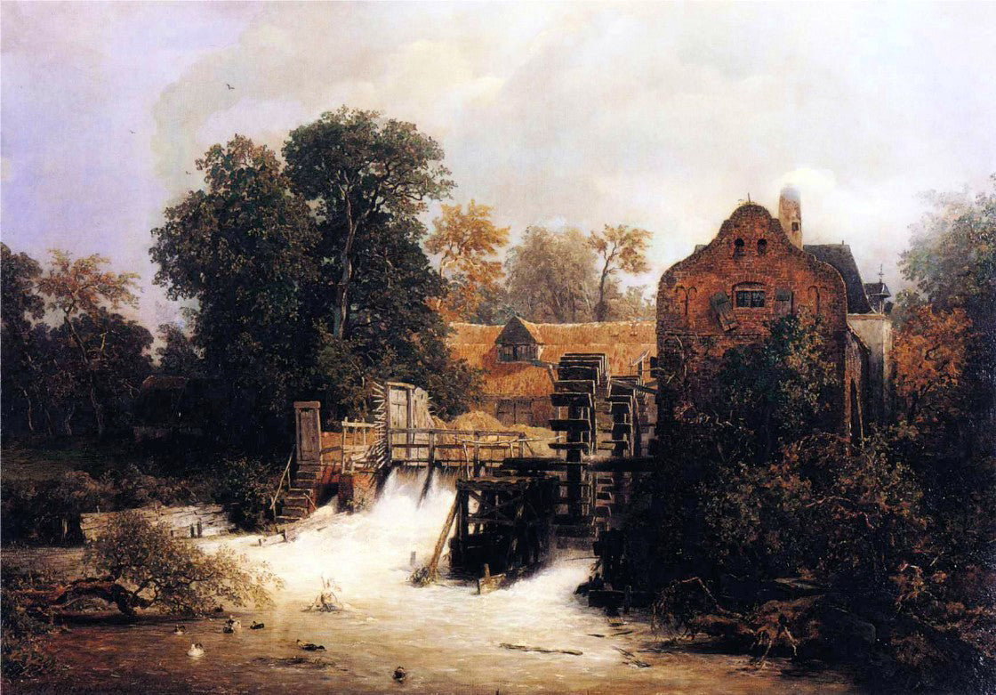 Andreas Achenbach Westphalian Mill - Hand Painted Oil Painting