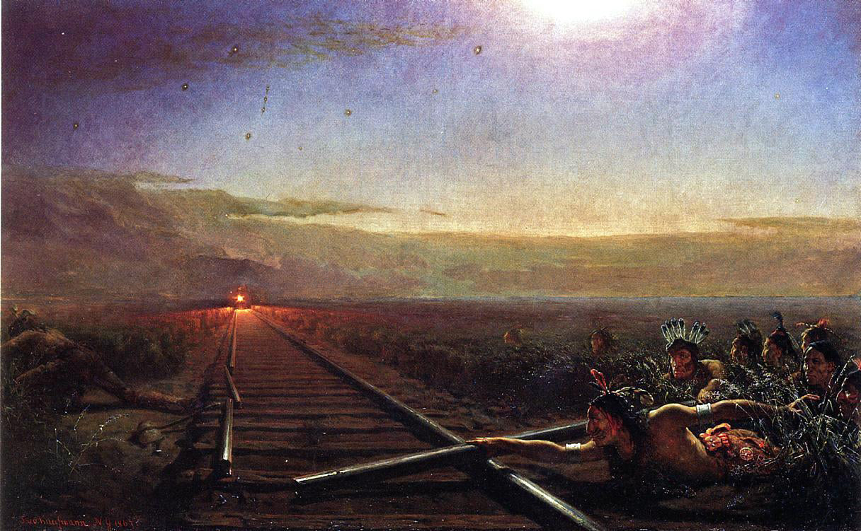 Theodore Kaufmann Westward the Star of Empire (also known as Railway Train Attacked by Idians) - Hand Painted Oil Painting