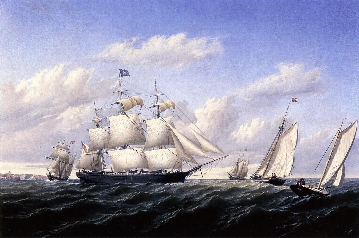 William Bradford Whaleship 'Speedwell of Fairhaven, Outward Bound off Gay Head - Hand Painted Oil Painting