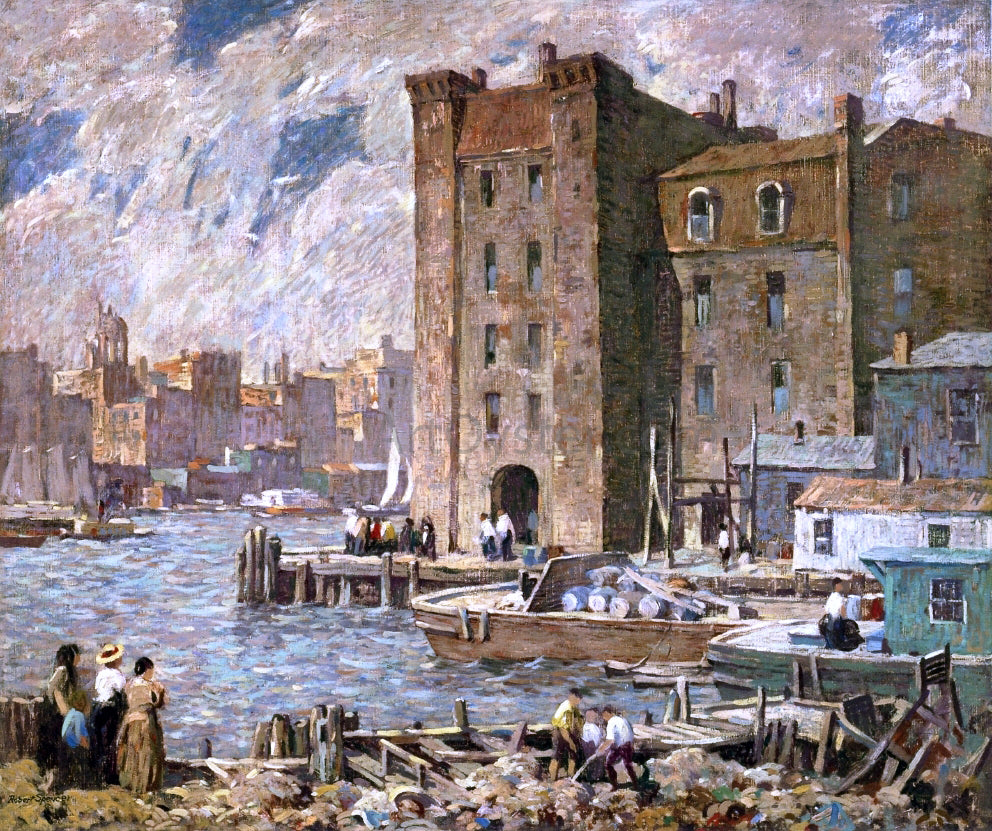 Robert Spencer Wharves - Hand Painted Oil Painting