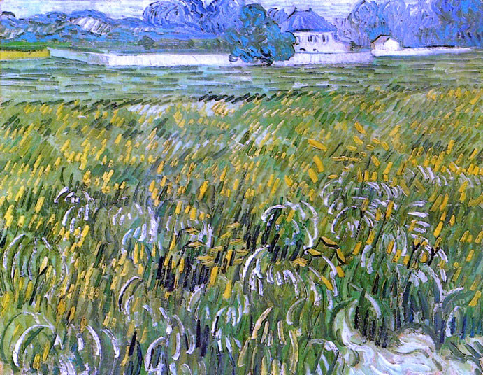 Vincent Van Gogh Wheat Field at Auvers with White House - Hand Painted Oil Painting