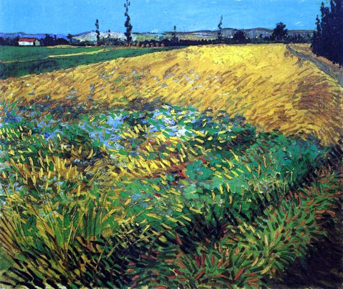 Vincent Van Gogh Wheat Field with the Alpilles Foothills in the Background - Hand Painted Oil Painting