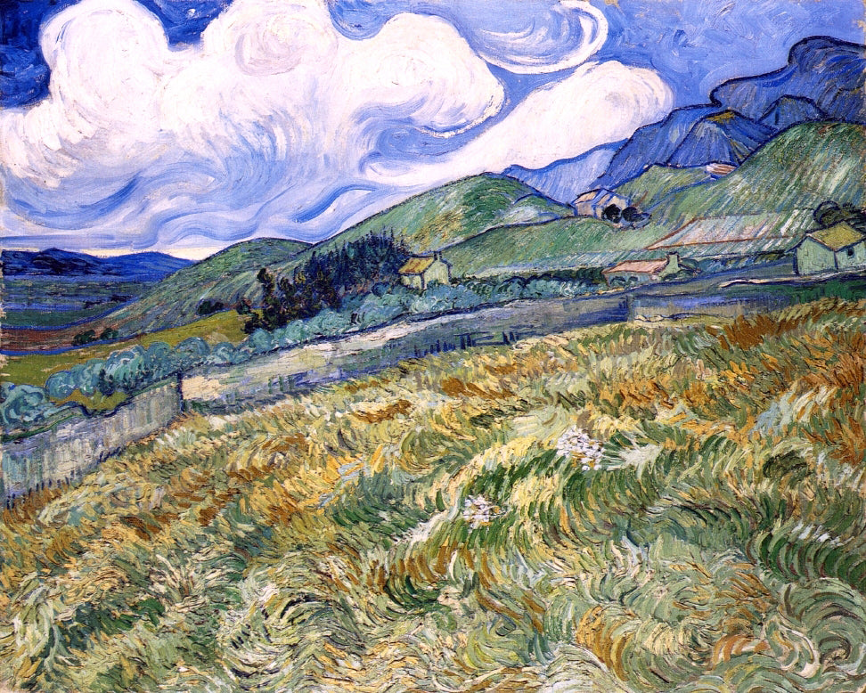 Vincent Van Gogh Wheatfield with Mountains in the Background (also known as Mountain Landscape Seen across the Walls) - Hand Painted Oil Painting